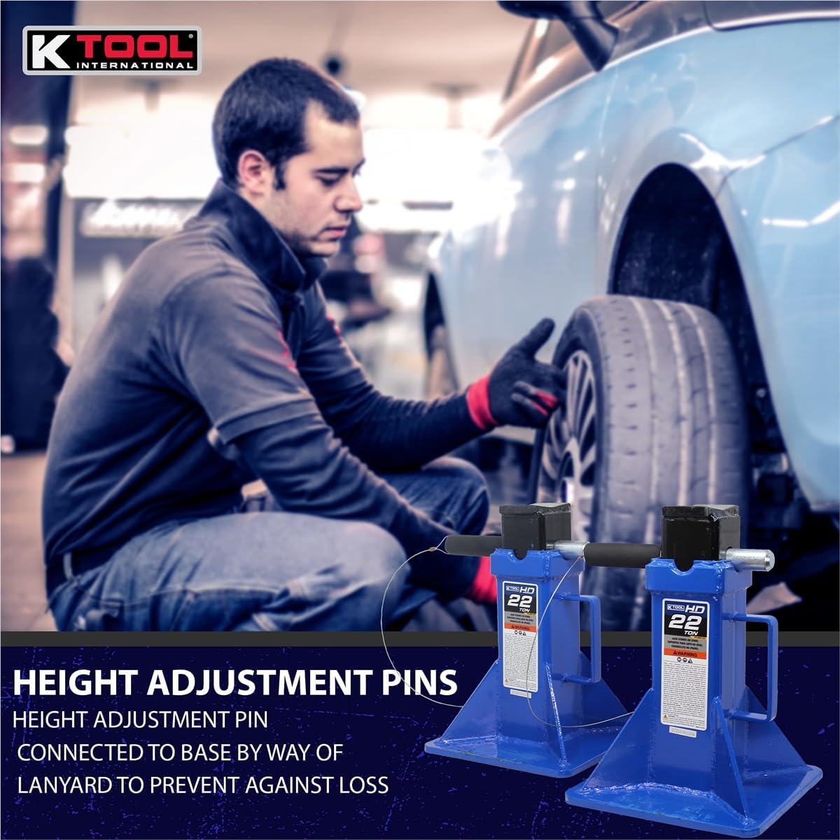 K Tool International Jack Stands 22 Ton HD (Pair)