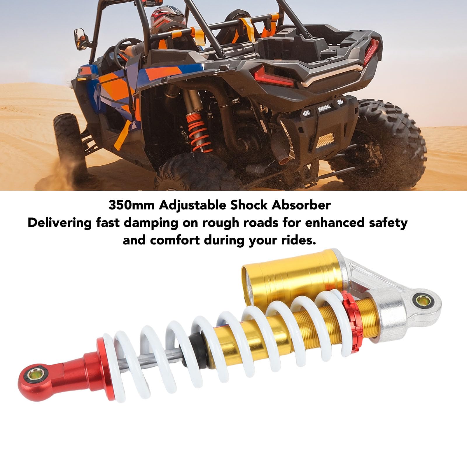 Generic Regulowany Amortyzator Motocyklowy o Dużej Wytrzymałości Trwały Amortyzator Zawieszenia Sprężynowego do Skutera ATV Dirt Bike Go Kart, Uniwersalny montaż