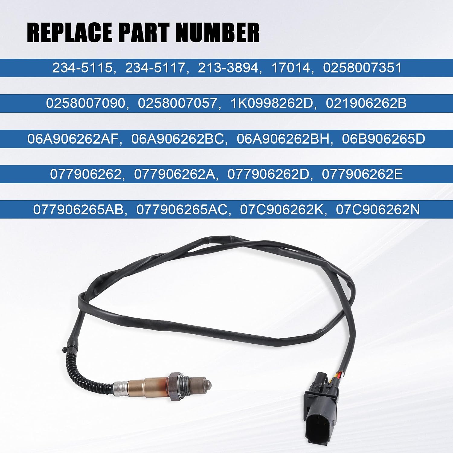 Oxygen O2 Sensor Upstream 5-Wire Heated Air Fuel Ratio Replacement for Audi A4 A8 TT Replacement for Volkswagen Beetle Eurovan Golf Jetta Passat Replaced 0258007351 234-5115 Oxygen Sensor