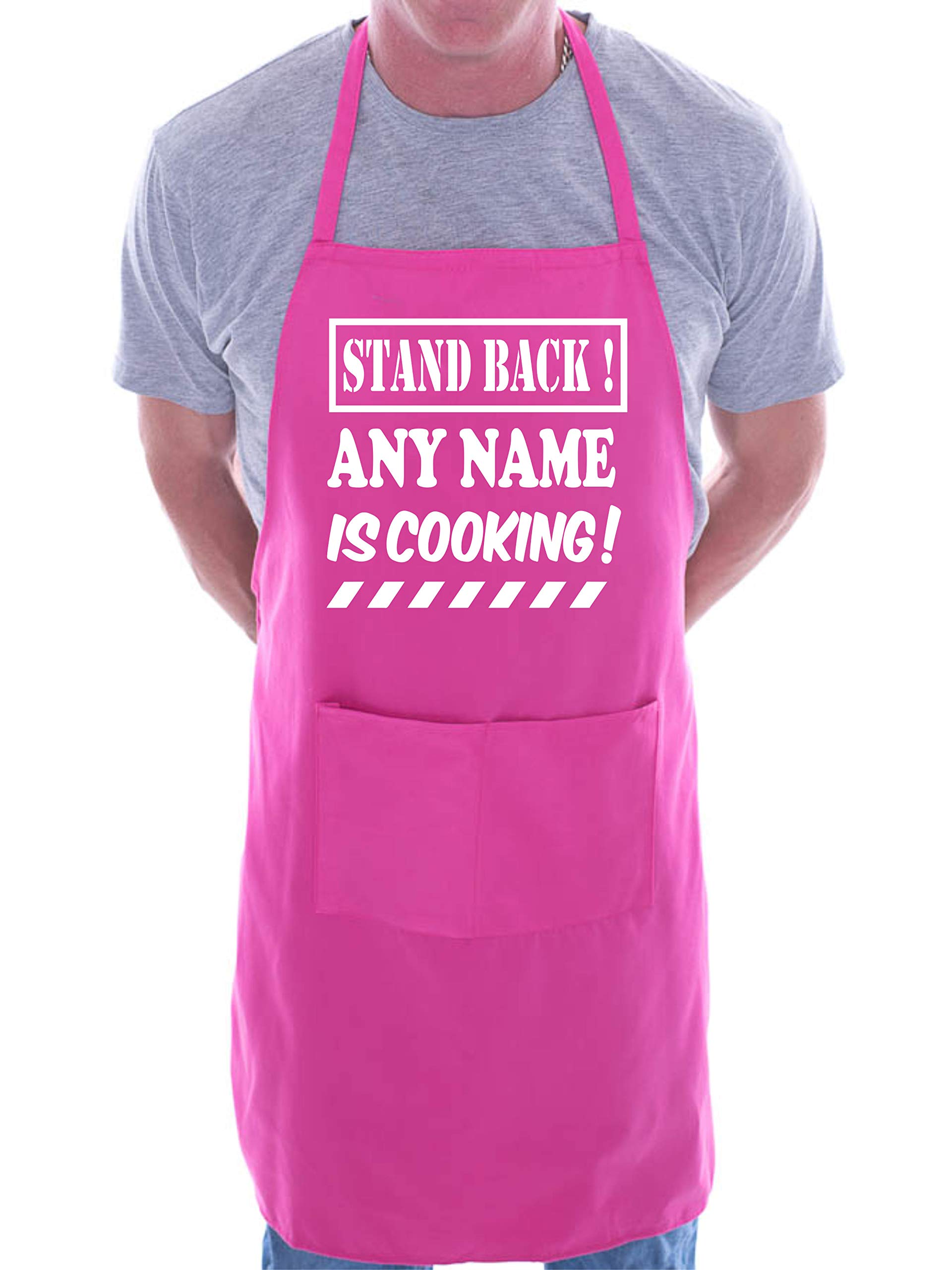 Print4U Personalised Apron Stand Back Cooking Any Name Word Pink