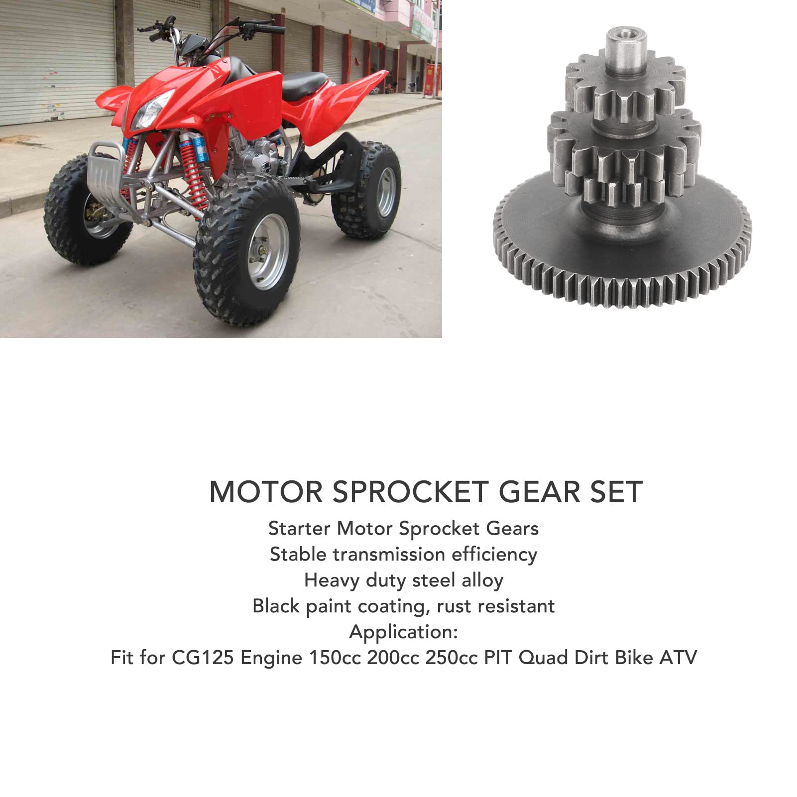 Aramox Ingranaggi Pignone Motorino Avviamento Motore, Ingranaggi Pignone Motorino Avviamento Trasmissione Stabile Adatta per Motore CG125 PIT Quad Dirt Bike ATV
