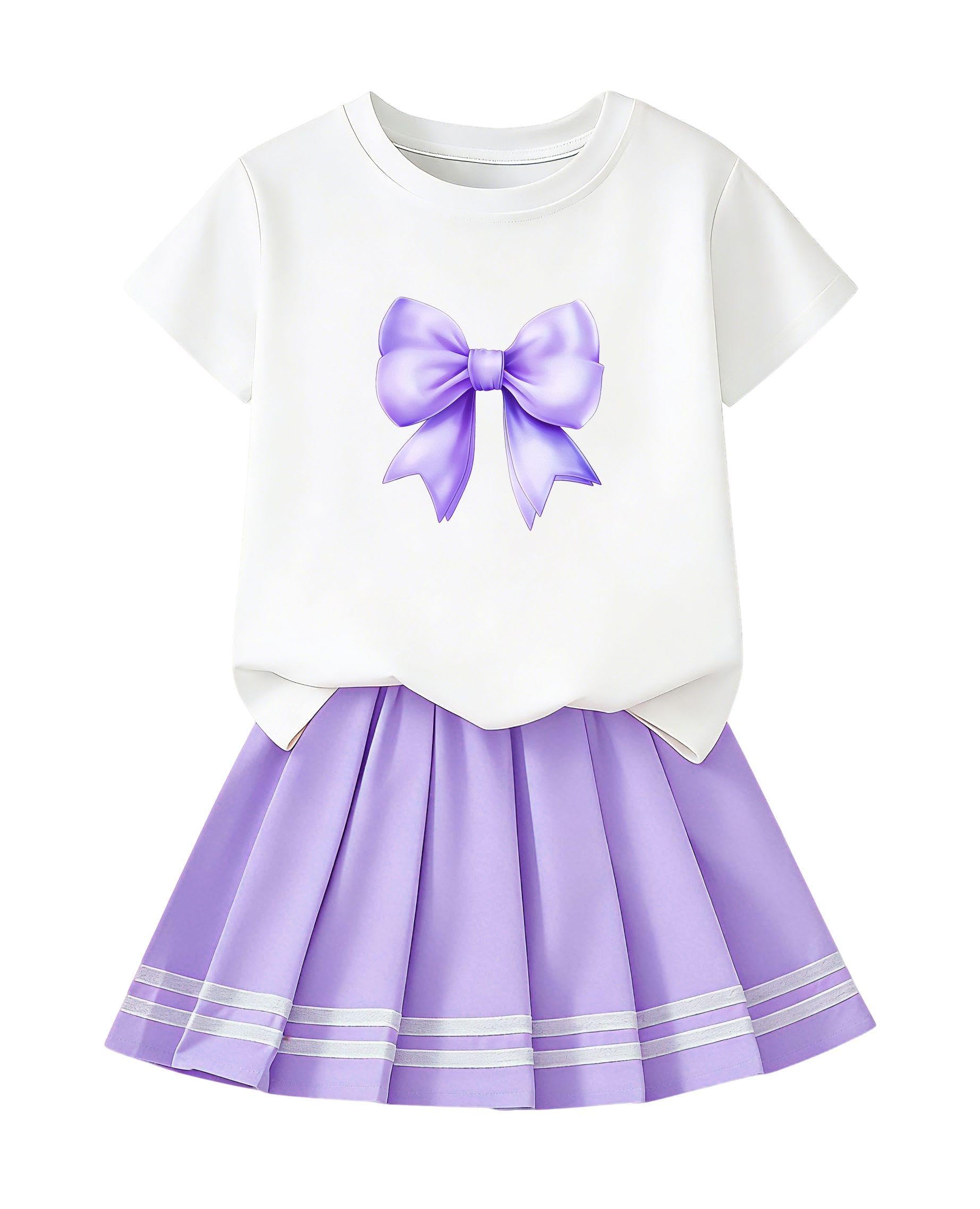 Betusline Girls Skirt Set, Printed T-Shirt &amp; Pleated Skirt, 4-14Y