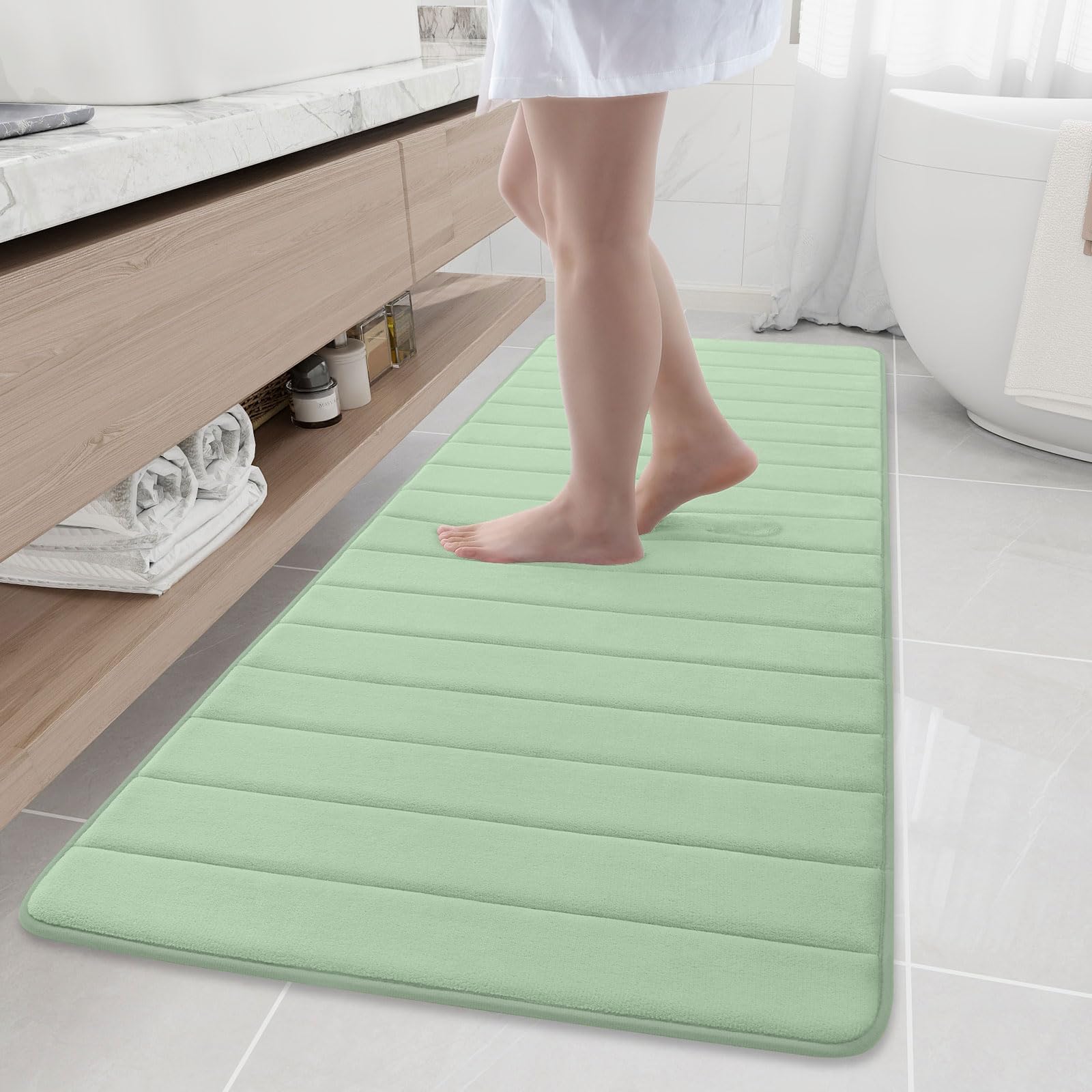 Buganda Memory Foam Bath Mat, 70" x 24", Ultra Soft and Non-Slip Bathroom Rugs, Water Absorbent and Machine Washable Bath Rug Runner for Bathroom,
