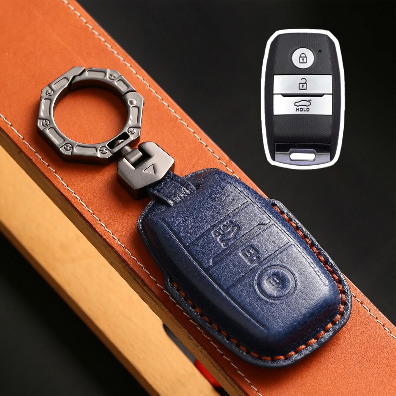 Coque de clé en cuir et zinc pour Kia Yueda étui chic
