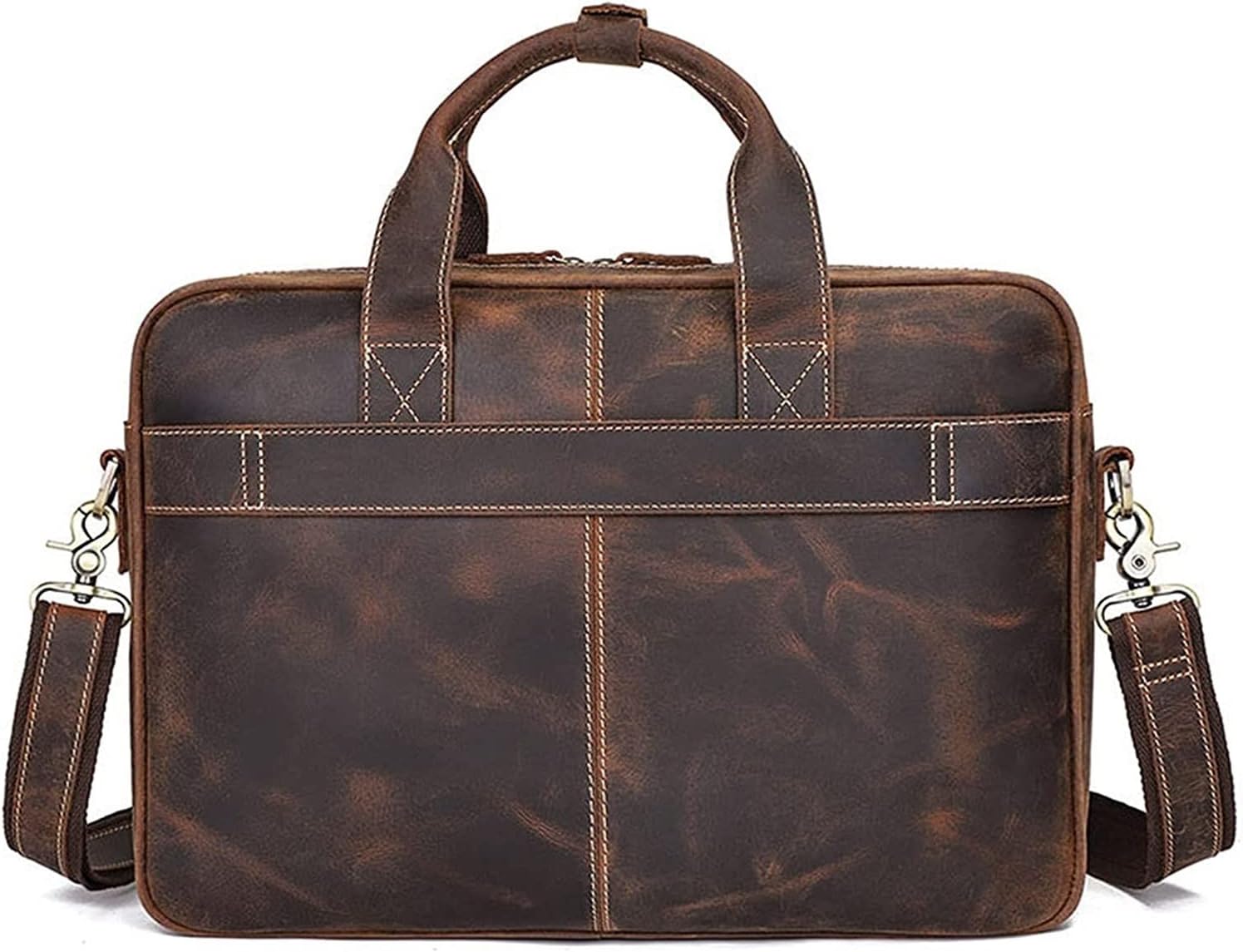 Crazy Horse Leather 15.6" Laptop Briefcase Business Office Shoulder Handbags Retro Cross-Body Messenger Tote Bag bag