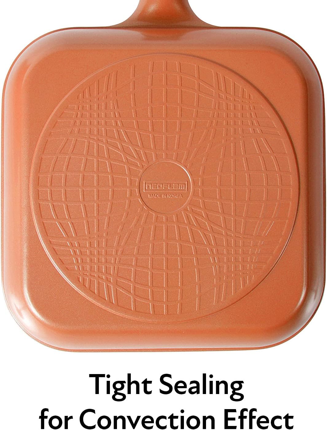 Neoflam Eela 11'' Non Stick Grill Pan Griddle Square Stovetop Grill with Sear Ridges, PFOA Free Ecolon Ceramic Coating for Skillet, broil, Fish, Vegetables and Meat, Scratch Resistant, Orange