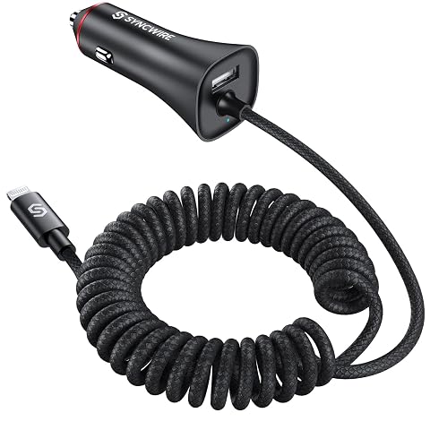 Apple MFi Certified Syncwire iPhone Car Charger 32W Super Fast Car Phone Charger Cigarette Lighter USB Car Adapter