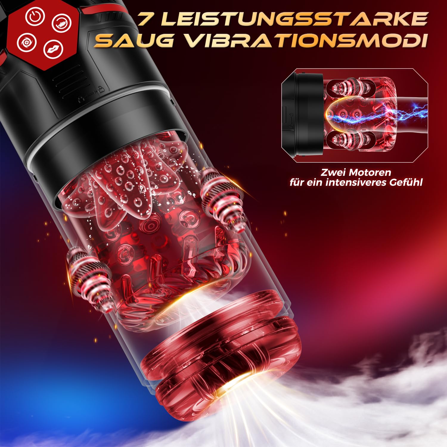 Elektrischer Masturbator Masturbieren für Männer Zungenleck, Sex Spielzeug für die Männer 7 Teleskopfunktion Rotierend Vibration Saugen Taschenmuschi, Masturbatoren Penis Eichel Stimulator Sex Toys