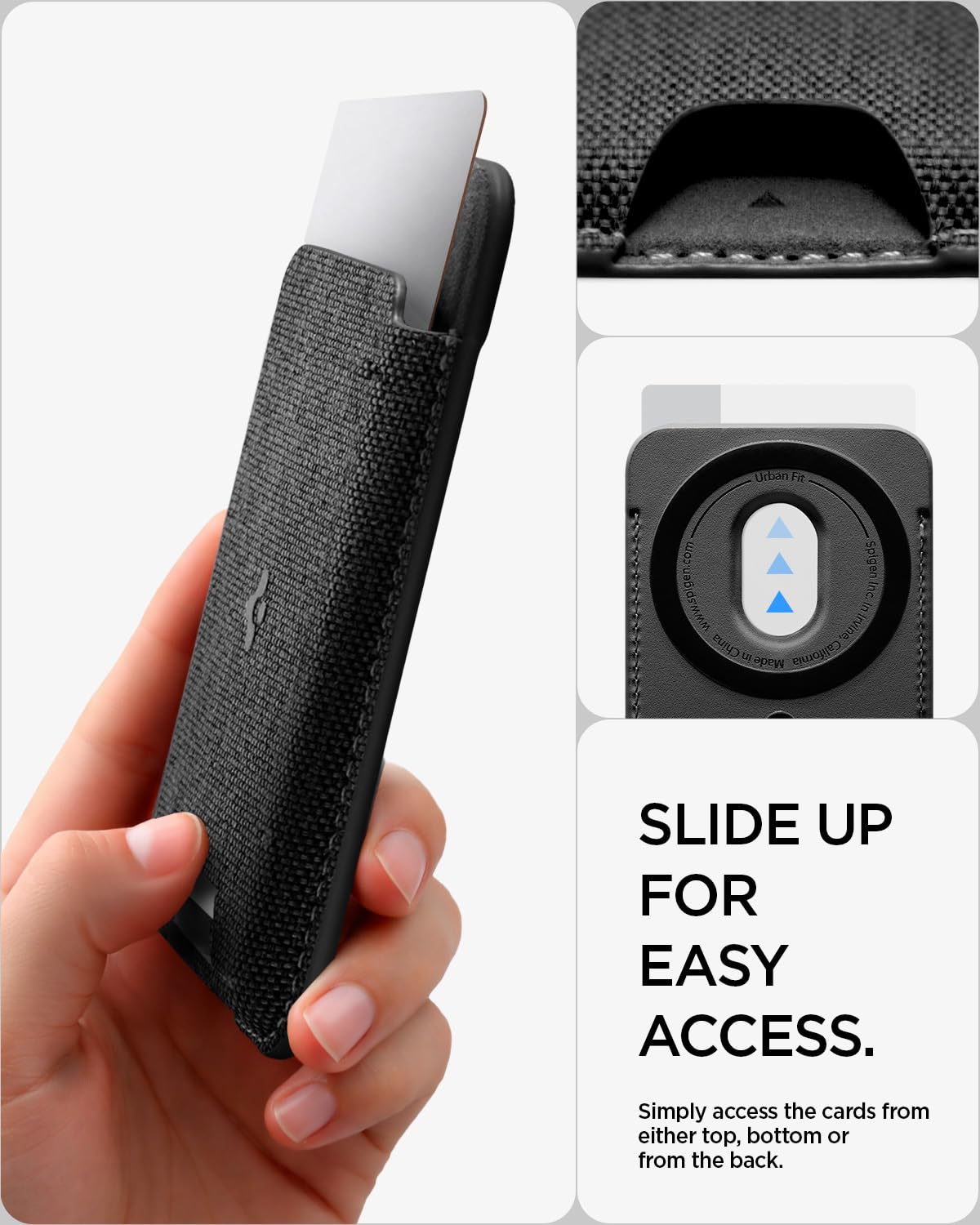 Spigen Urban Fit MagFit Portafoglio (5 carte) Magsafe Wallet Magnetico Portacarte Compatibile con iPhone 17/16/15/14/13/12 Modelle, Accessori MagSafe - Nero