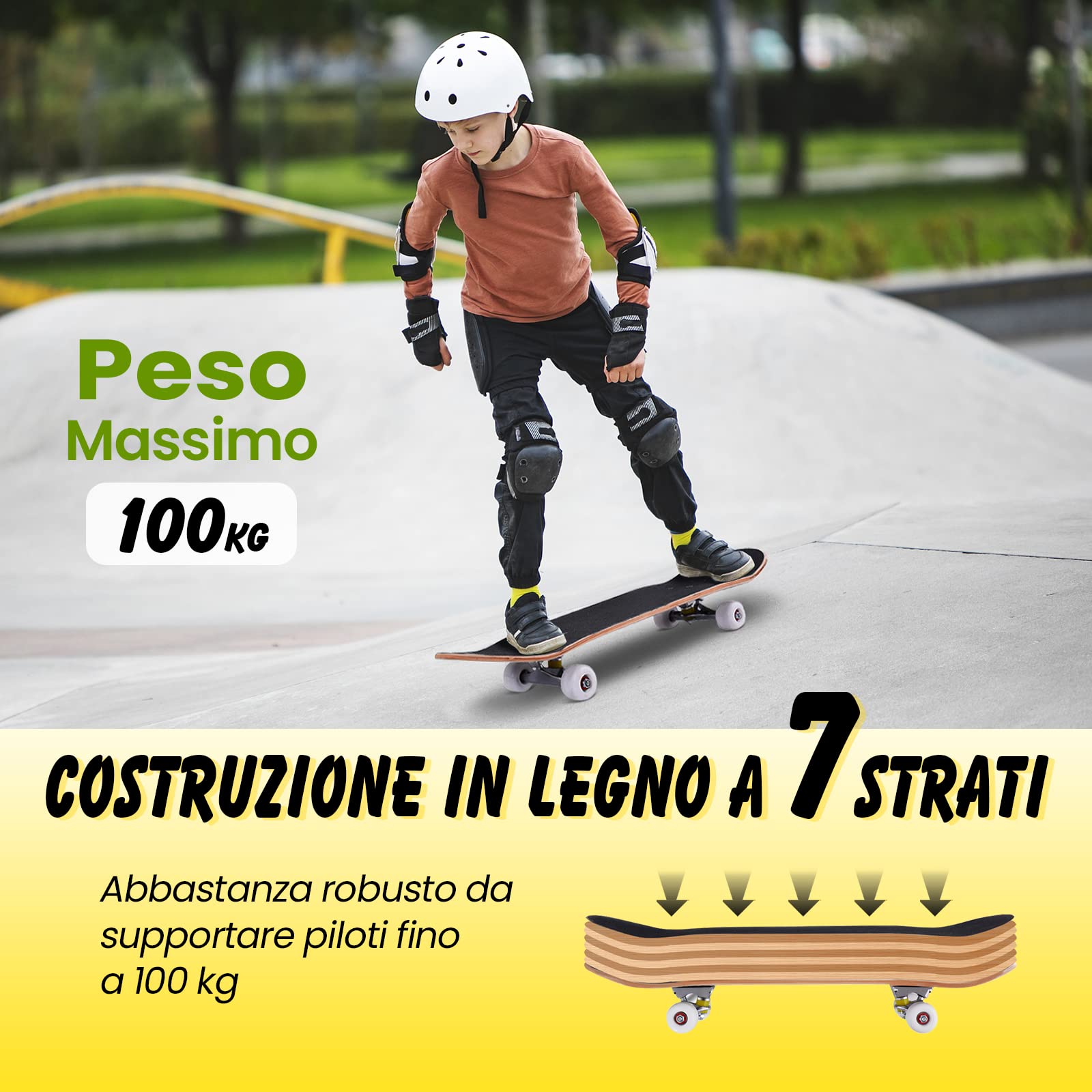 COSTWAY Skateboard Mini Cruiser Completa Longboard in Legno di Acero, Colori a Scelta, 79 x 20 cm