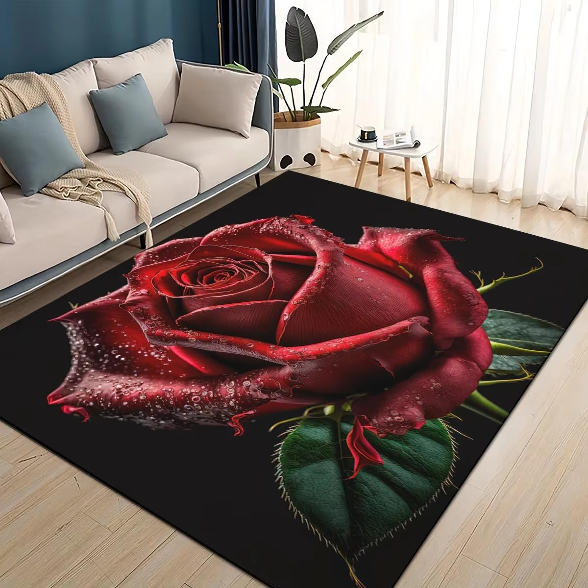 Tapis de salon rose 3D antidérapant et doux 160x230 cm