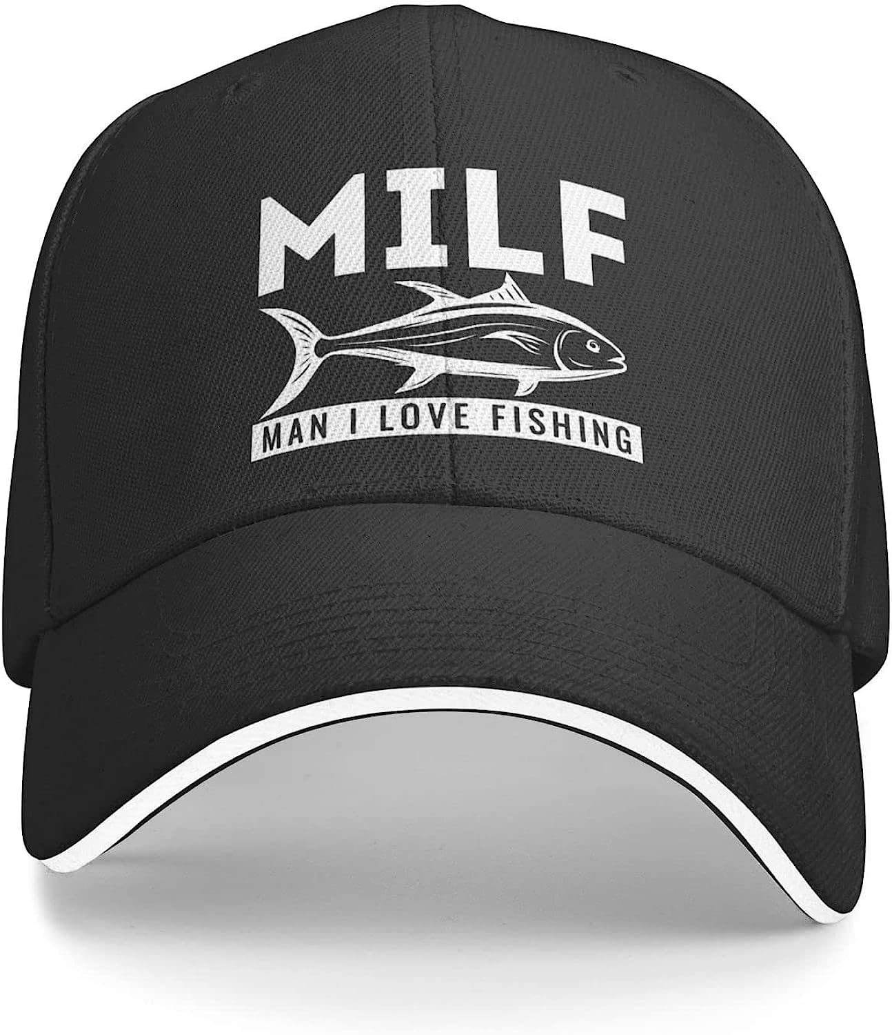 LOUJIN Baseball Cap Funny Fishing Hat Man I Love Fishing Cap for Women Baseball Hats Cool Cap Black