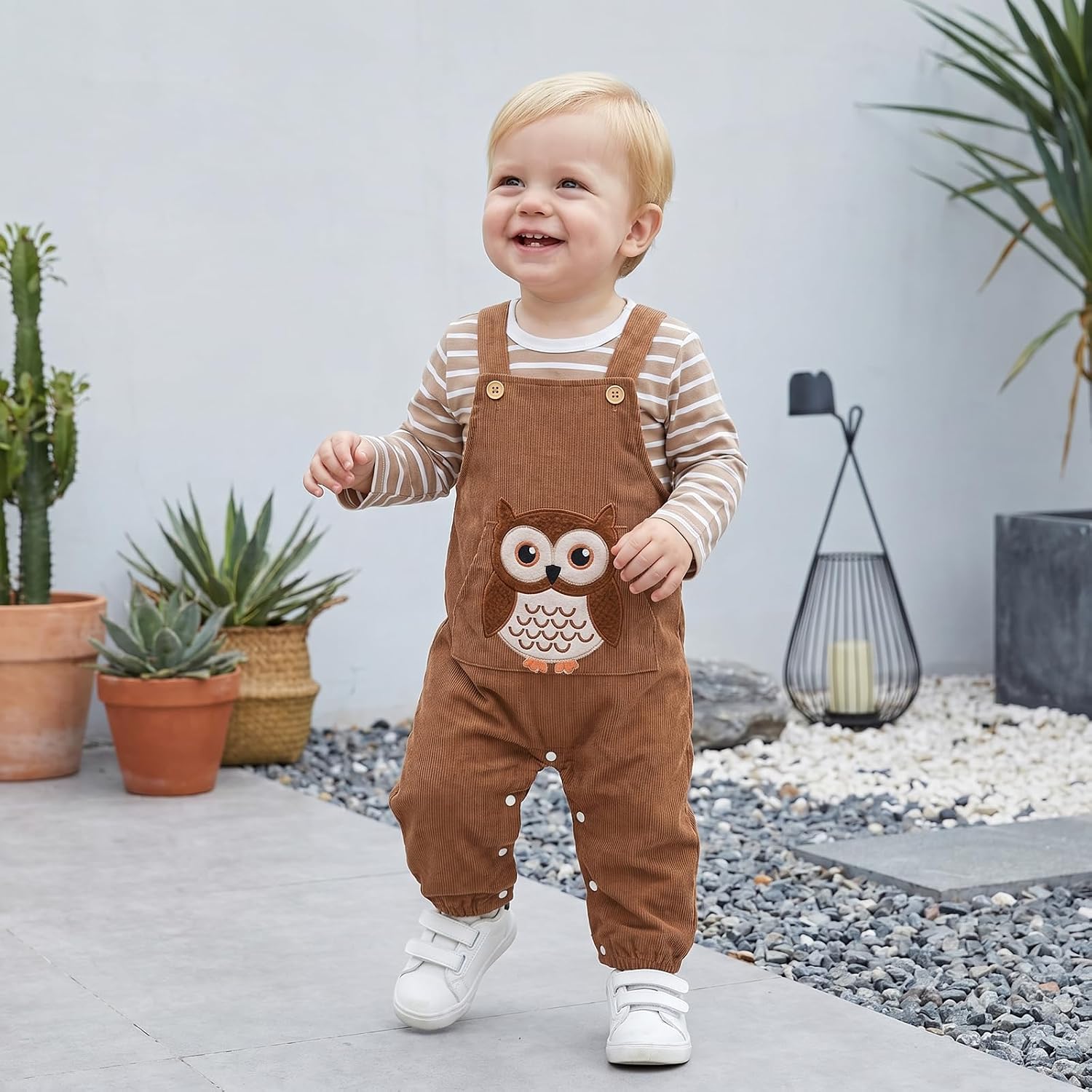 Kavousa Newborn Baby Boy Fall Winter Clothes Shrit Overall Pants Set Outfit | Newborn Infant Baby Boy Clothes for Fall Winter Spring Long Sleeve Shrit Top Animal Overall Pants Set 2Pcs Outfit 0-18 Months