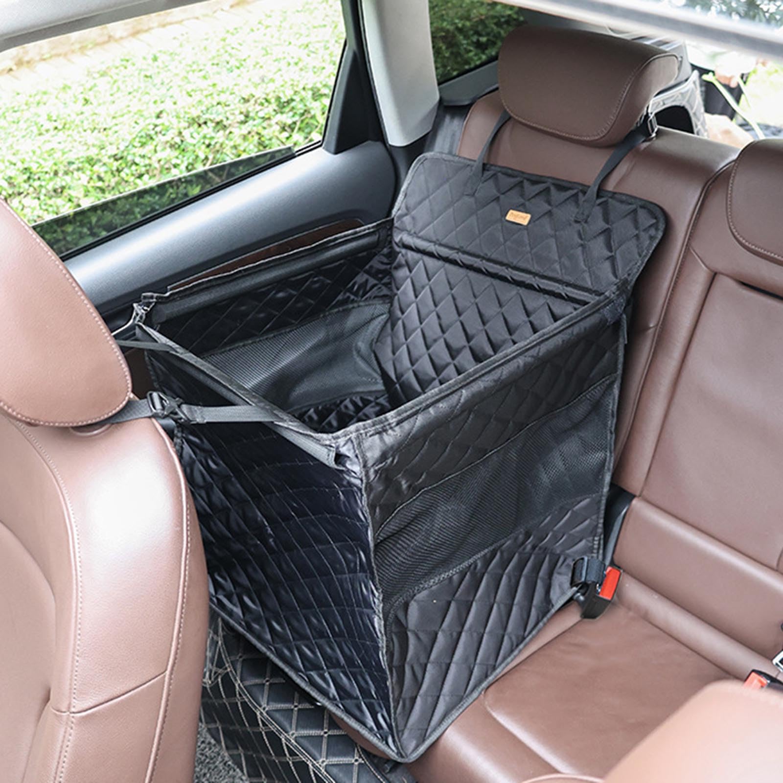 Panier portable pour chien et chat pour voiture, sac de transport pour petite voiture de sécurité sur le siège arrière, ceinture avec boucle pour petite console centrale, taille moyenne