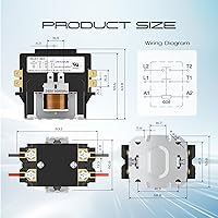 Vista 5 de Contactor HVAC Contactor de aire acondicionado Contactor 2 polos 30 Amp 240V bobina compatible con condensador, compresor, aire acondicionado
