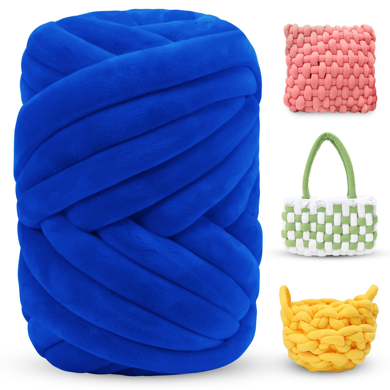 LEREATI Thick Chunky Yarn for Arm Knitting Jumbo Tube Soft Chunky Knit Blanket Velvet Yarn for Crocheting Handbags Hand Knitting Pet Bed Rugs Pillows Crafts (500g