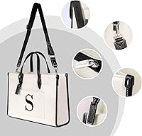 Vista 6 de TOPDesign Initial 15.6" Laptop Tote Bag for Women, Personalized Canvas Work Purse, Business Briefcase & Office Handbag