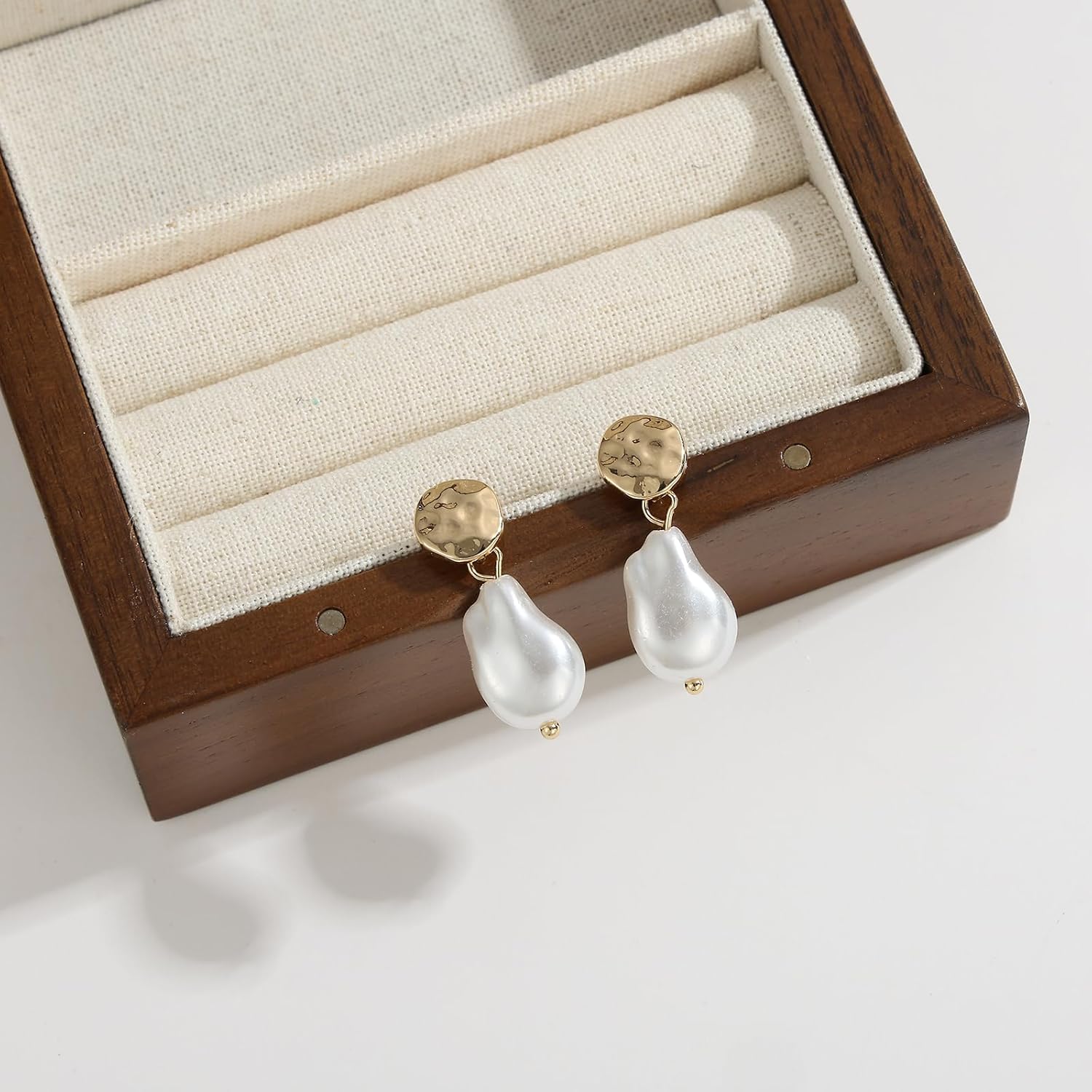 Statement Pearl Dangle Earrings,Gold and Large Pearl,Luxury Chandelier Organic Style Earrings - Image 3