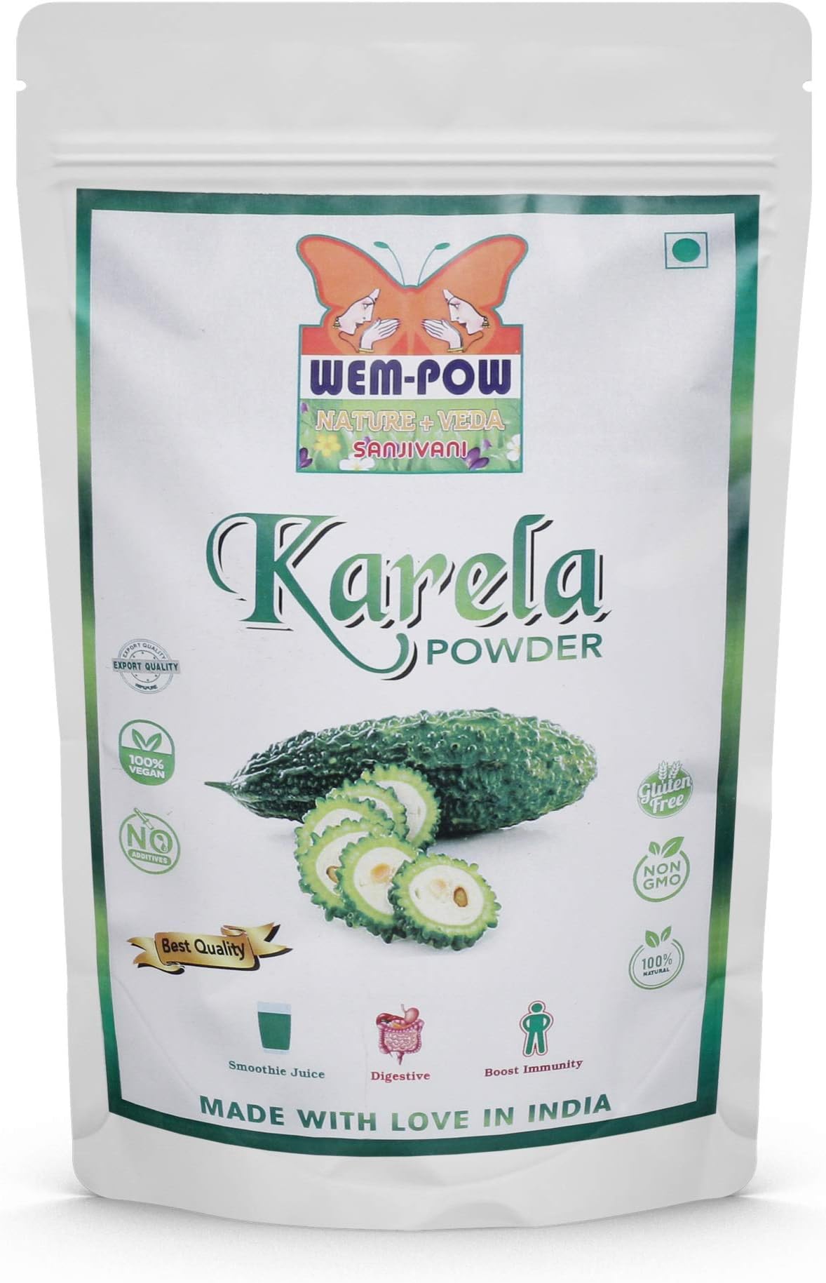 Wem-Pow Organic Karela Powder-100g, Gluten Free, Non GMO, 100% Natural