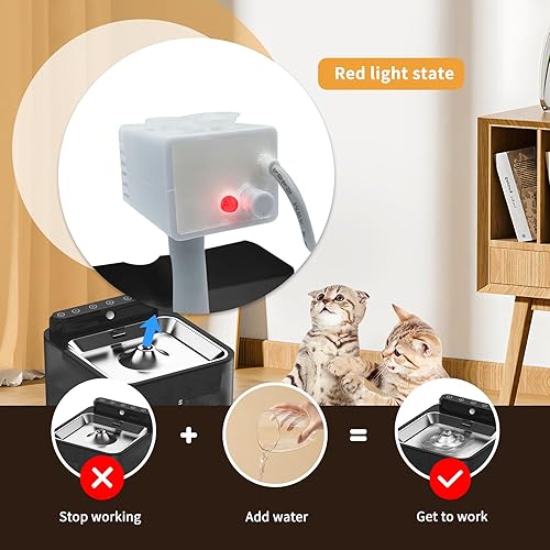 Miniatura 4 de Fuente de agua inalámbrica para gatos, funciona con pilas, fuentes de agua para gatos en interiores, fuente de agua para mascotas con sensor de