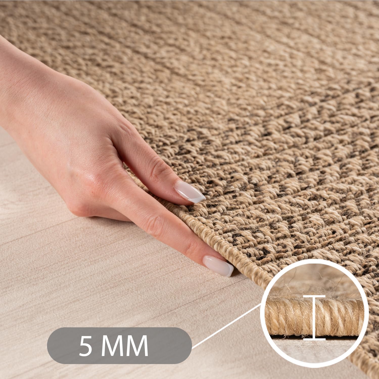 Carpetsale24 Alfombra para Interior y Exterior - Robusta, Resistente a la Intemperie y fácil de Limpiar, con Efecto de Yute Natural, Ideal para salón, Cocina, terraza, jardín y balcón, 160x230 cm