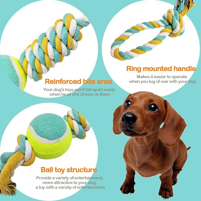 Foto 2 de 6 de BPS Nudo Algodón Juguete Cuerda para Perros Mediano/Pequeño de Algodón para Salud Mental Dental del Perro…