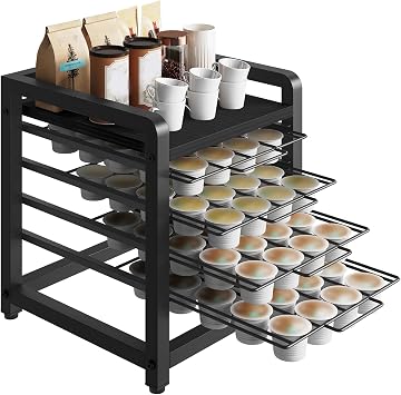 YATINEY Coffee Pod Drawer Holder, 80 Pods Capacity, Compatible with K Cup, Spacious Storage Rack for Kitchen and coffee bar, Space Saving, Black KH04BBY1