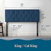 Vista 159 de LUCID - Cabecera tapizada de altura media, capitoné de diamantes, acolchado poliéster, altura ajustable 34 a 46 in, fácil montaje compatible