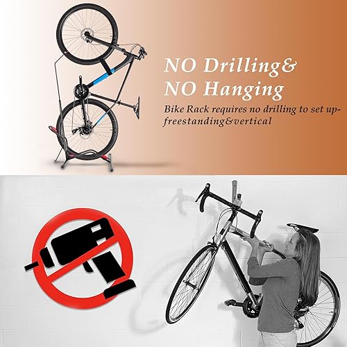 Miniatura 6 de SYPEPJI Bike Stand Floor-Adjustable Vertical & Horizontal Bicycle Parking Rack, Space-Saving Upright Bike Stand, IndoorOutdoor Bike Storage Stand