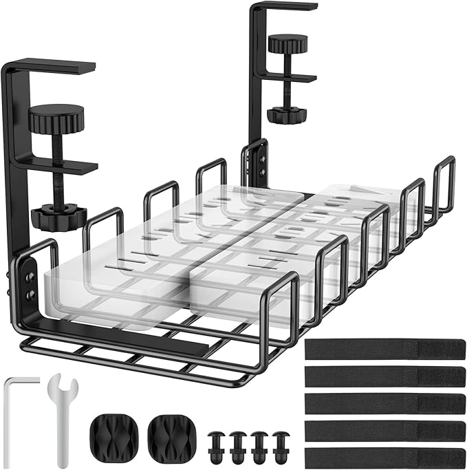 Under Desk Cable Management Tray, L 15.7''W 6.3'' No Drill