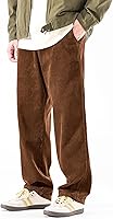 PLEPAN Men's Baggy Corduroy Sweatpants - Wide Leg Loose Fit Elastic Waist Drawstring Casual Pants