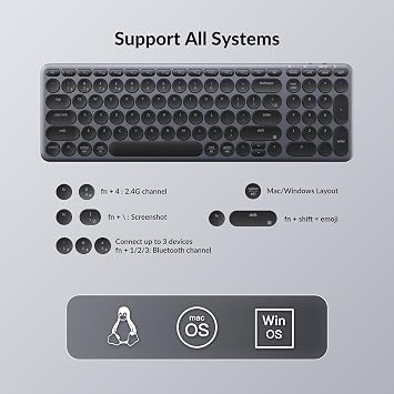 Keychron B4 Pro Ultra-Slim 96% Wireless Keyboard, Bluetooth/2.4 GHz/Wired Connection Keyboard with Numpad, Launcher, Up to 300 Hours Battery Compatible with Mac Windows Linux - Space Gray