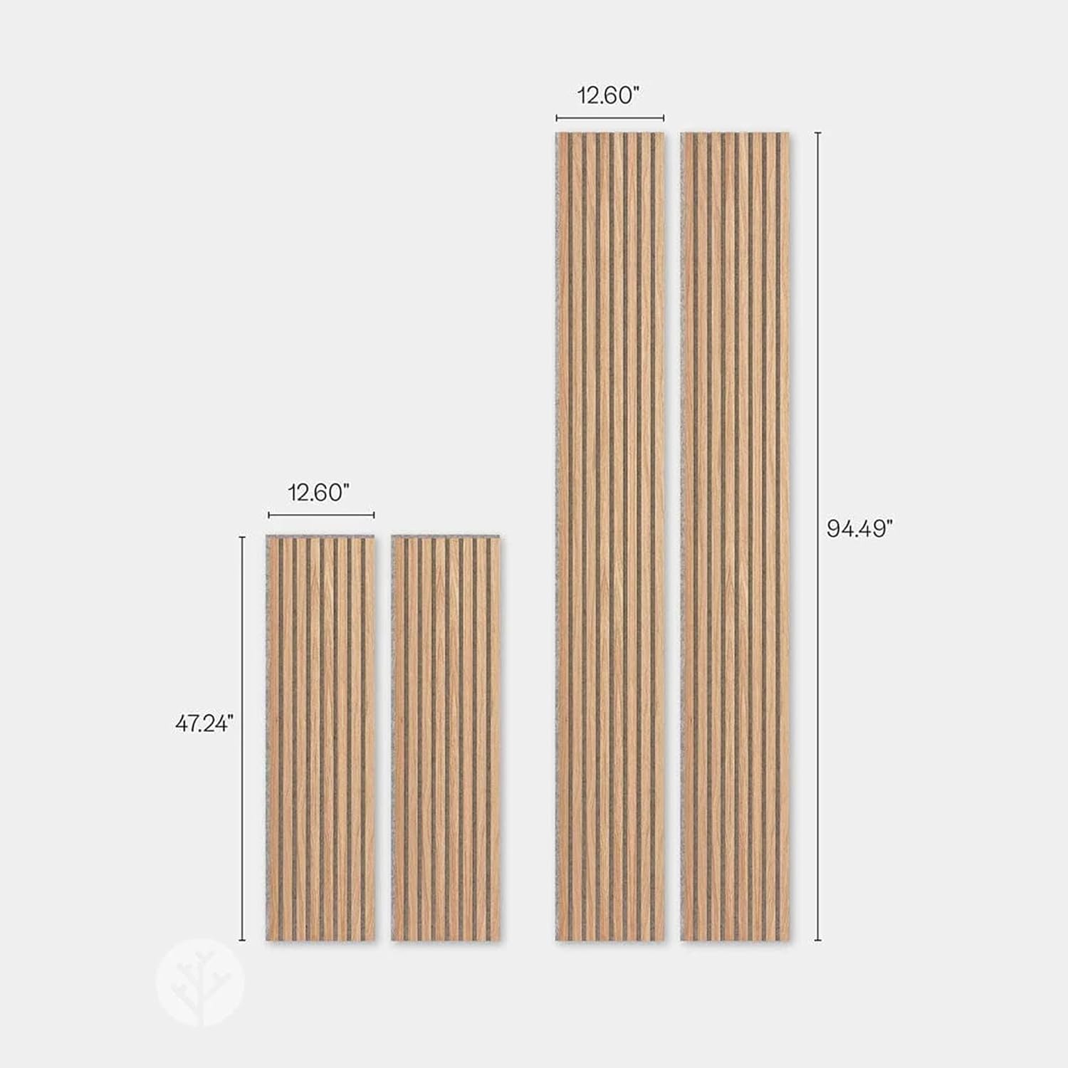 WVH Luxury American Oak Grey Felt Acoustic Slat Wood Wall Panels, Measures 94.49" x 25.20", Premium Finish, Interior Decor for Walls & Ceilings, Noise Cancelling & Sound Absorbing for Home, 2pcs
