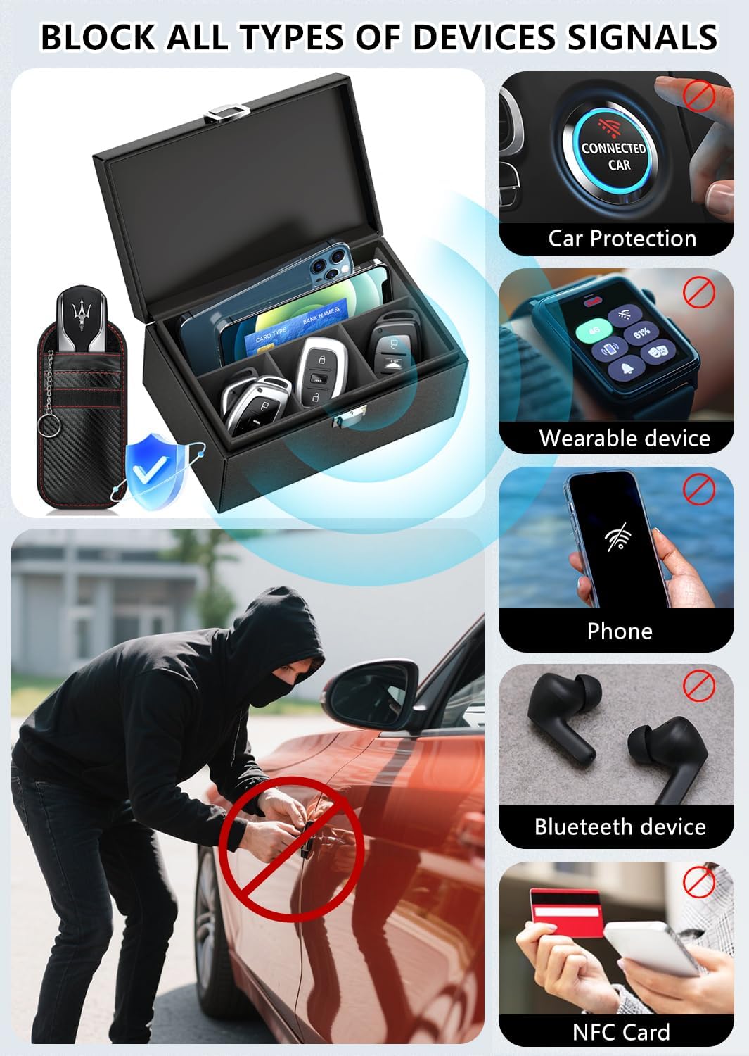 Faraday Box for Car Keys, Key Fob Signal Blocker Rfid Box for Car Keys, Faraday Key Fob Protector Signal Blocking Box - Image 6