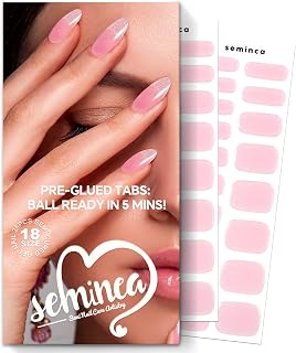 Semi Cured Gel Nail Strips-Semi Cured Gel Nails Valentine's Day - Medium Almond Pink Shimmer Press on Nails, Iridescent Glitter Design, 60s UV Light Needed(Pink Gradient)