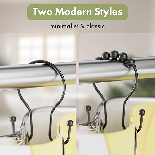 Miniatura 5 de AmazerBath Ganchos para cortina de ducha, anillos negros para cortina de ducha, ganchos simples de doble gancho, a prueba de óxido, ganchos de metal