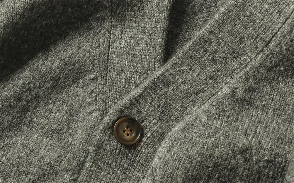 Men's Vintagev-Neck Knitted Wool Cardigan Casual Simple Solid Color Cardigan Sweaters