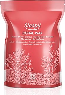 Starpil Wax 1000g / 2.2 lb Coral Hard Wax Beads for Painless Hair Removal, Stripless Wax Beads, Polymer Blend Low Temperature Wax for Face, Bikini, Brazilian, Legs, Underarm, Back and Chest
