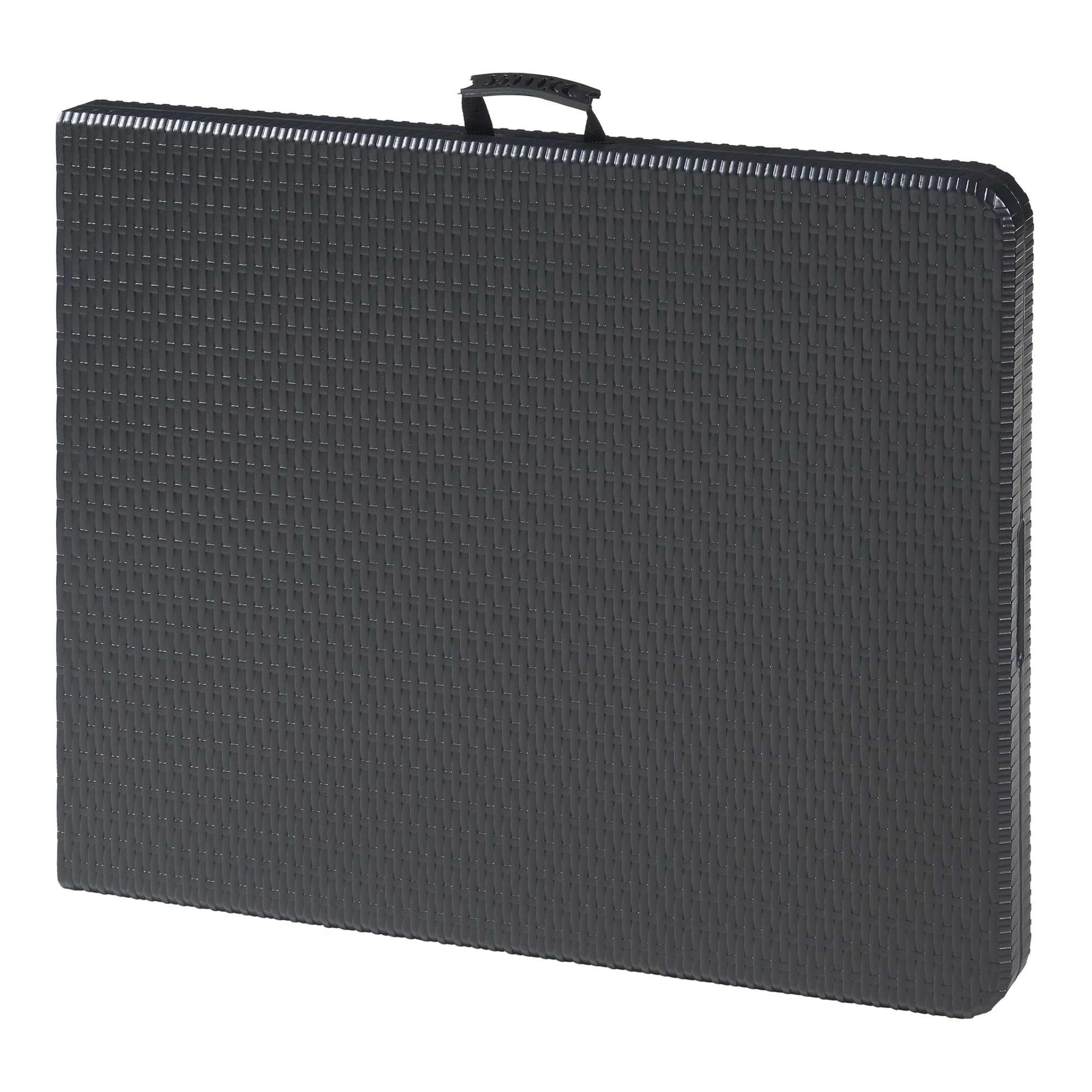 [en.casa] pro.tec składany stół piknikowy Camping przenośny stół do użytku na zewnątrz metalowa rama i blat plastikowy stół 180 x 75 x 72 cm czarny efekt rattanu