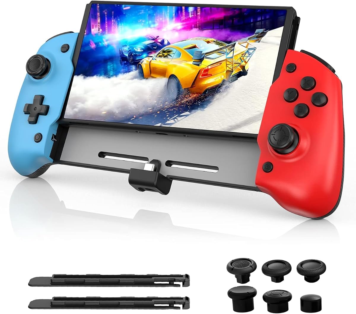 Hall Effect Gripcon (No Drift, No Deadzone) with Hall Sensing Joystick for Nintendo Switch/Switch OLED, Ergonomic Handheld Mode, 6-Axis Gyro, Mapping Function, Classic