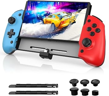 NexiGo Hall Effect Gripcon No Drift, No Deadzone with Hall Sensing Joystick for Nintendo Switch/Switch OLED, Ergonomic Handheld Mode, 6-Axis Gyro, Mapping Function, Classic