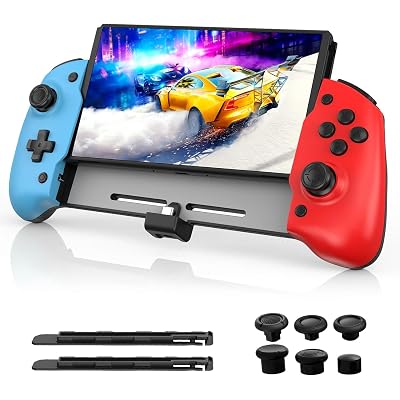 NexiGo Hall Effect Gripcon (No Drift, No Deadzone) with Hall Sensing Joystick for Nintendo Switch/Switch OLED, Ergonomic Handheld Mode, 6-Axis Gyro, Mapping Function, Classic