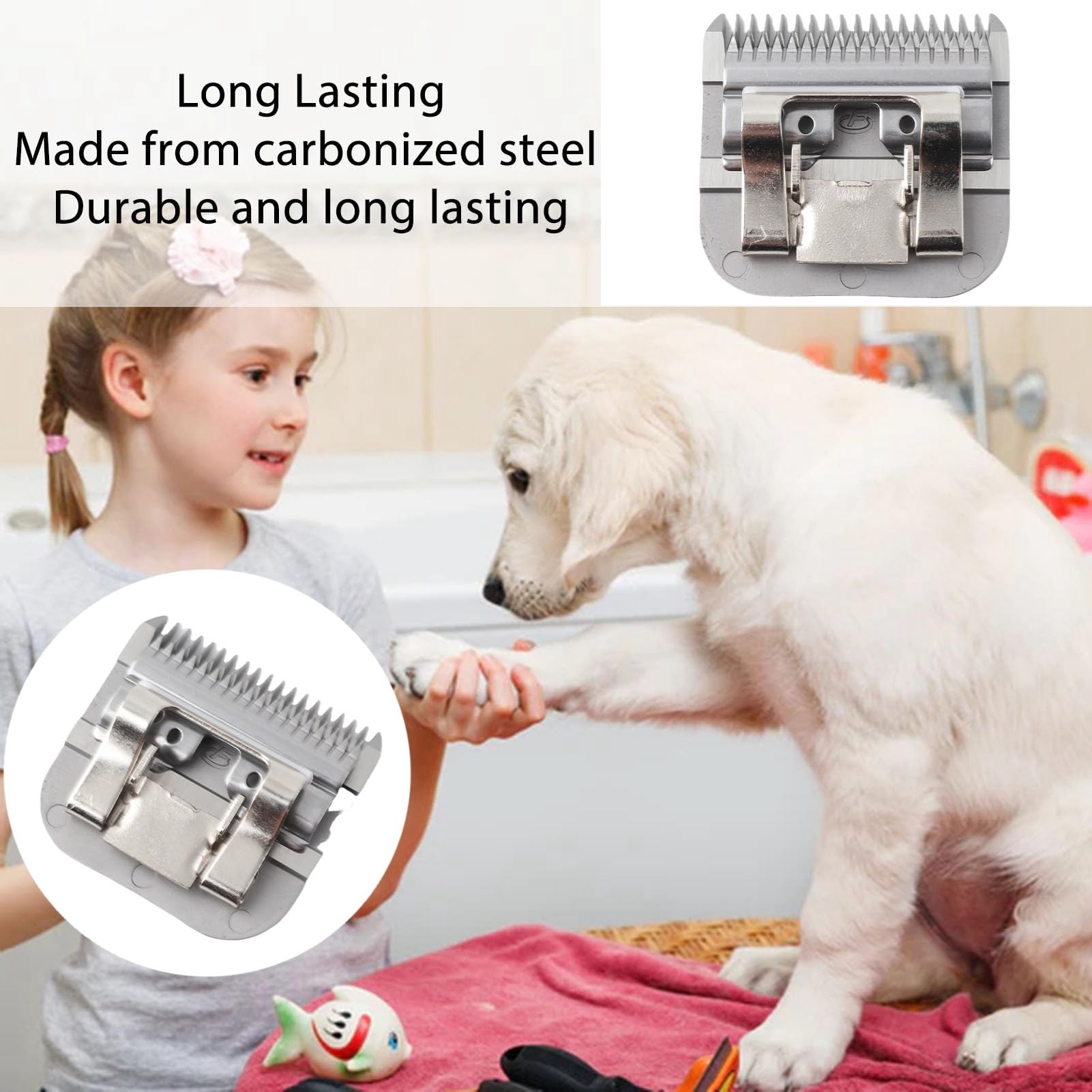 Cortapelos para Mascotas Desmontable, Cuchillas para Cortapelos para Mascotas, Tamaño 7F, 3,2 Mm, Cuchilla para Cortapelos Desmontable de Acero Carbonizado con Dientes Profundos,