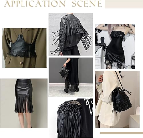 Miniatura 6 de PH PandaHall Borlas de cuero de 7.8 a 9.8 pulgadas, borlas de cuero sintético de 3 yardas, borlas, falda de baile para bricolaje, funda de flecos