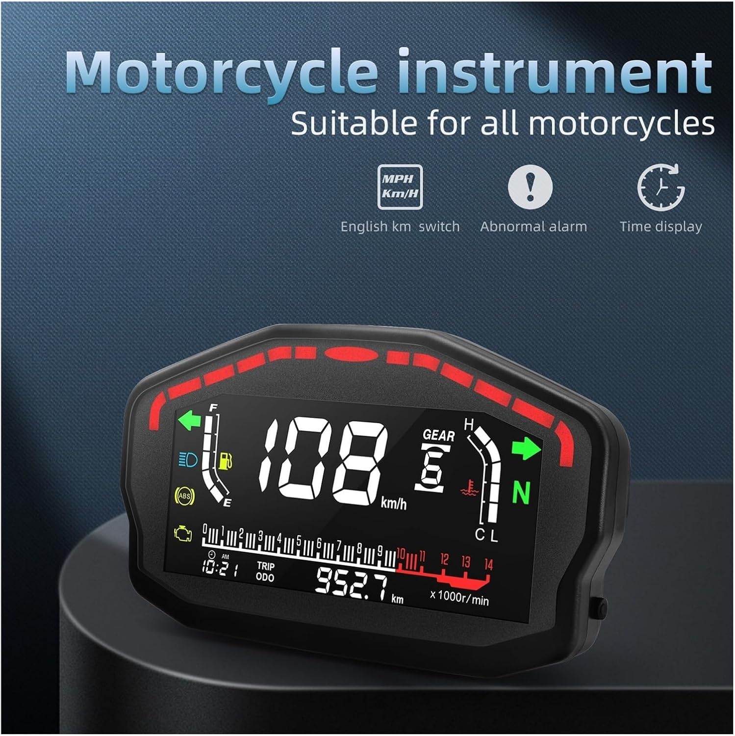 Motorbike Digital Tachometer Motorcycle Thermometer Digital 12V Speed Meter Tachometer Universal Board Motorcycles Dashboard Adjust Odometer