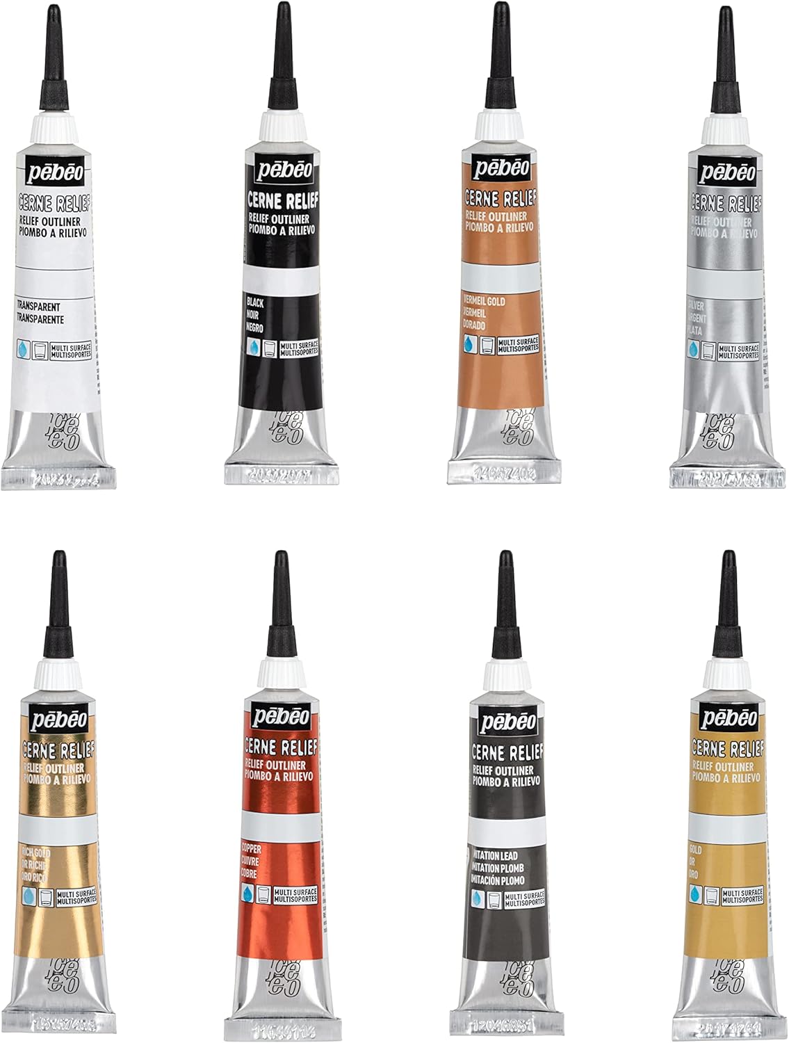 Pebeo Cerne Relief Paint SET 8 x 20
