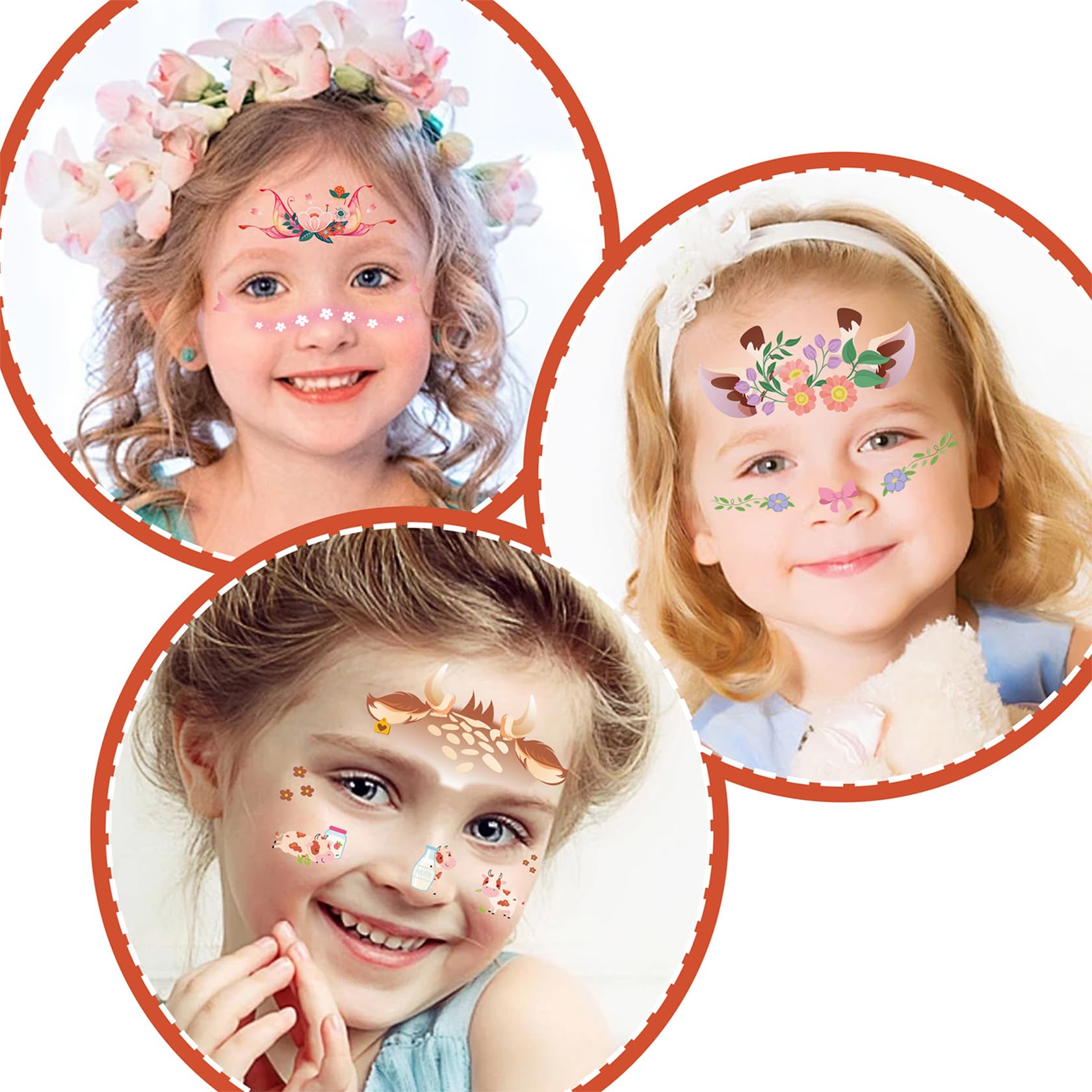 24 Sheets Animal Floral Face Glitter Tattoos Set - Image 4