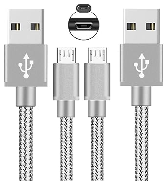 2Pack 6.6ft Nylon Braided Micro USB Cord