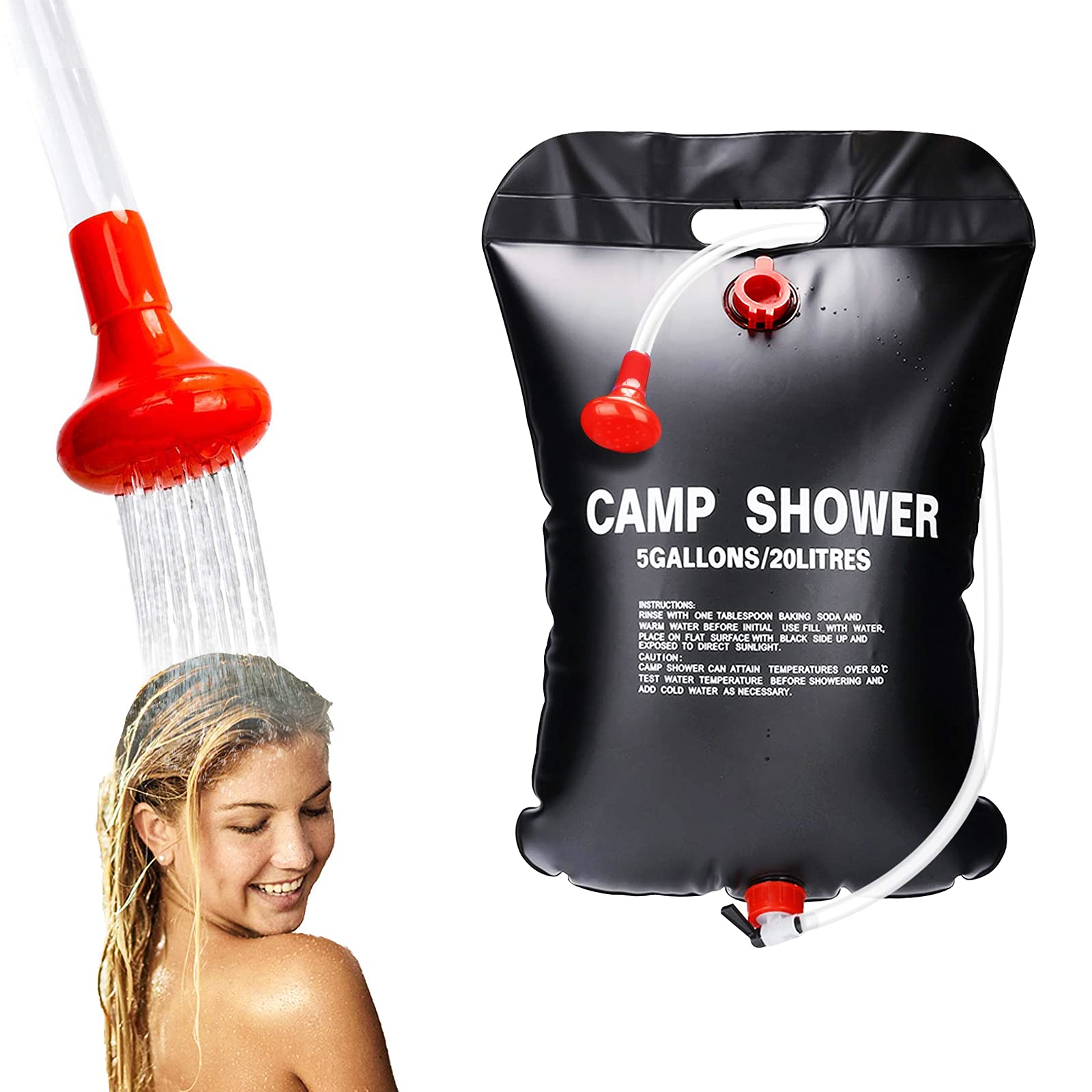 Buy Camping Portable Solar Shower Bag, 5 Gallons/20L, with Temperature Indicator, for Camping