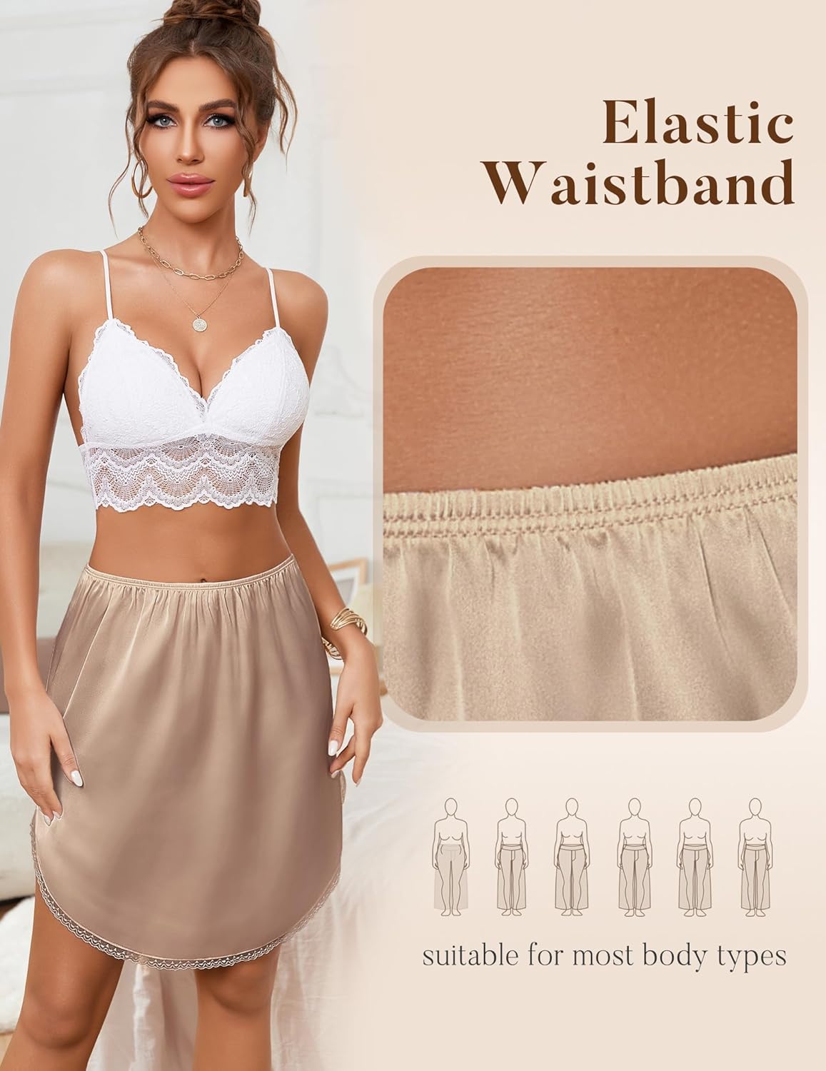 Avidlove Half Slips for Women Under Dress Non Cling Lace Slip Skirt Short Above Knee Half Slip - Image 5